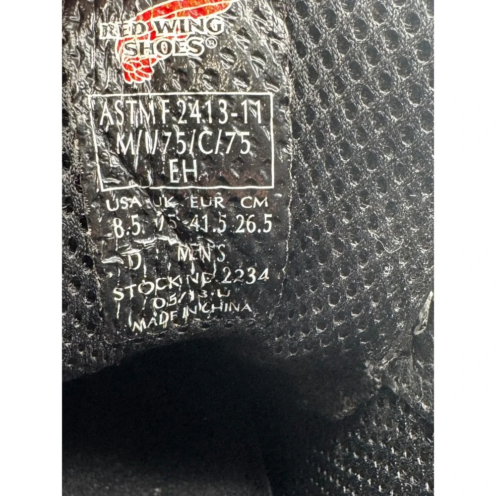 Red Wing King Toe Mens Black Leather Safety Toe Work Boots 2240 Size 8.5 Wide